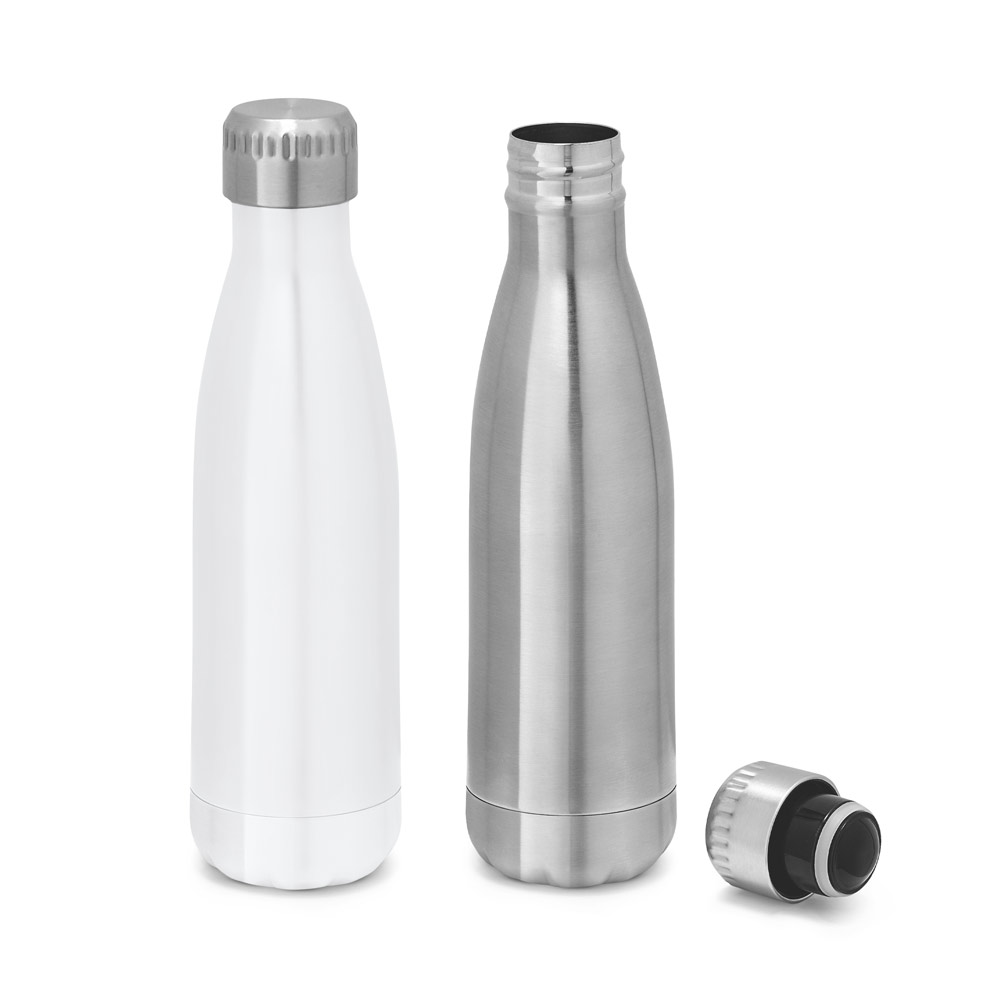 AMORTI. Garrafa para sublimação em aço inox de parede dupla térmica, isolada a vácuo, com tampa em aço inox 510 mL
